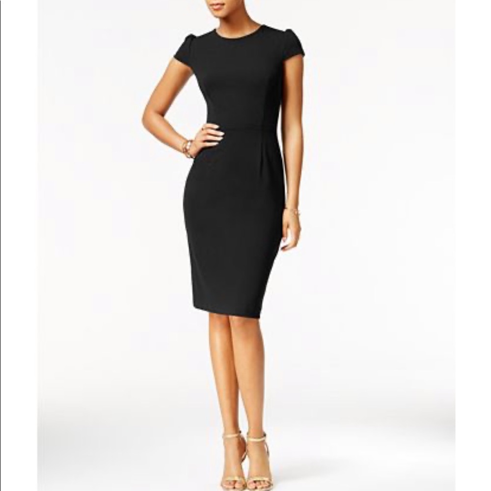 Betsy Johnson Cap Sleeve Scuba Black Dress